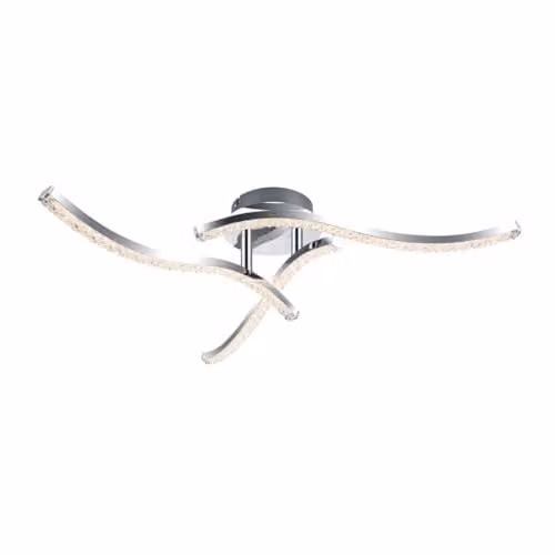 Cosylyte Kenworth Modern Wavy Beaded Integrated LED Ceiling Light, Chrome, W: 53 cm, D: 53 cm, H: 13 cm – 1
