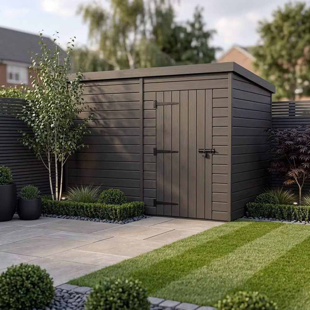 Buttercup Farm Grey Composite Pent Garden Shed with Single Door, W: 305 cm, D: 305 cm, H: 210 cm – 2