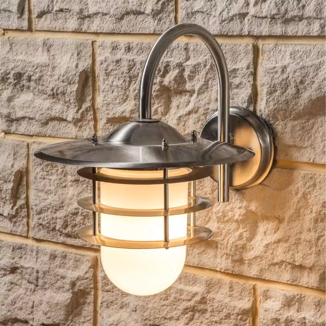 Pacific Lifestyle Retro Fisherman Garden Wall Light in Silver Stainless Steel