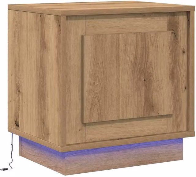 Berkfield Home Artisan Oak Bedside Cabinet with Integrated LED Lights and Soft Close Drawers, Brown, W: 44 cm, D: 34 cm, H: 45 cm – 1