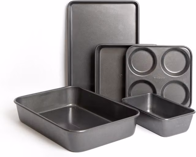 MasterClass 5pc Bakeware Set in Grey, including Roasting Pan, Baking Trays, Loaf Tin and Yorkshire Pudding Pan – 1