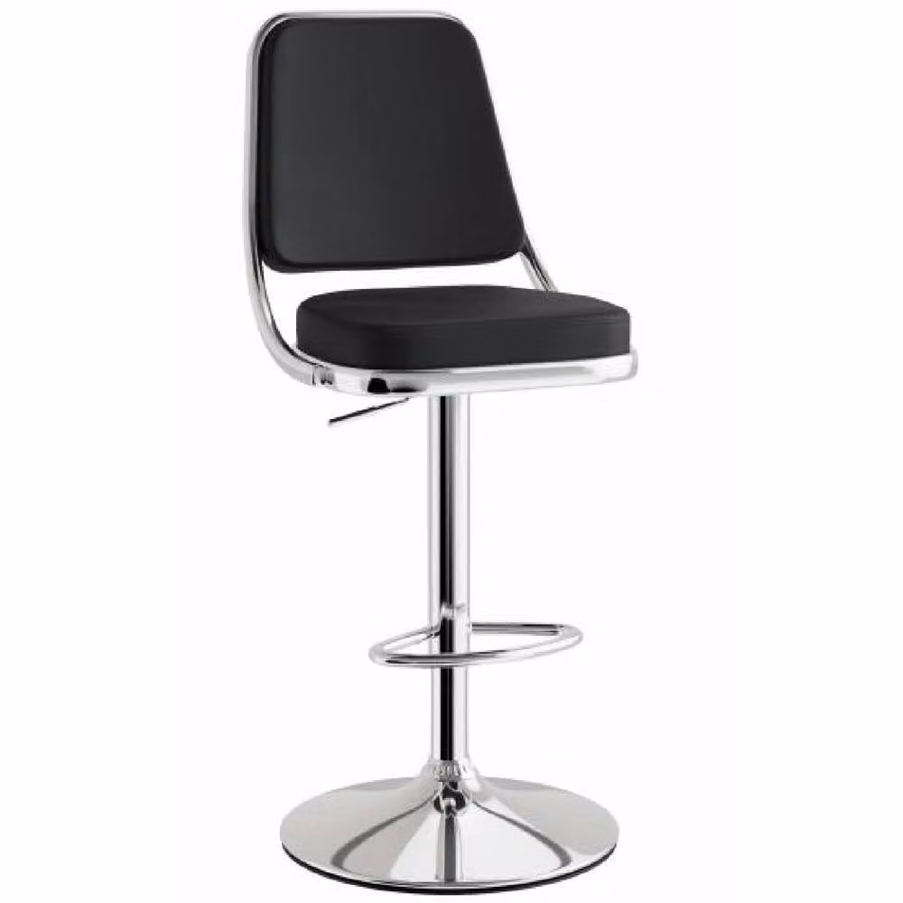 netfurniture Romano Height Adjustable Kitchen Bar Stool in Black with Padded Synthetic Leather Seat and Back – 2