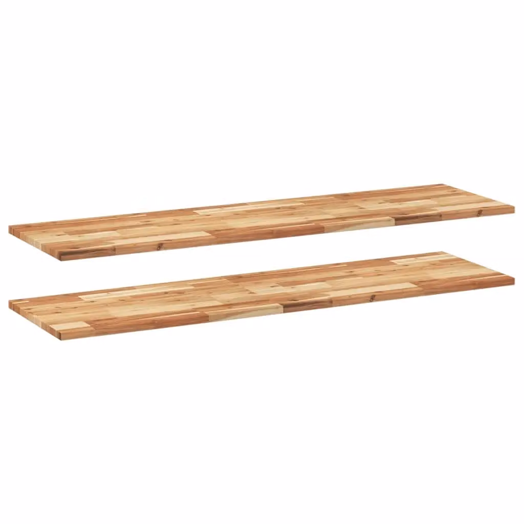 Berkfield Home Set of 2 Floating Shelves in Brown Oil Finished Solid Acacia Wood, W/D/H: 160 x 40 x 2 cm
