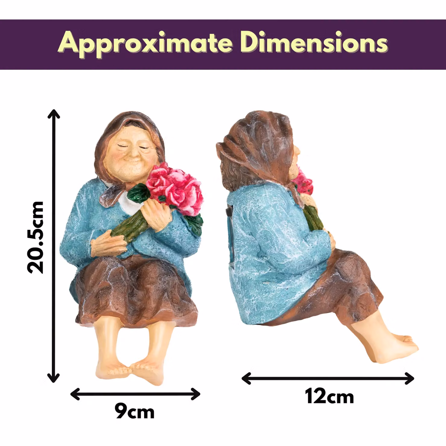 Marco Paul Multicolour Solar Powered Sitting Grandparent Garden Ornaments in Polyresin – 3