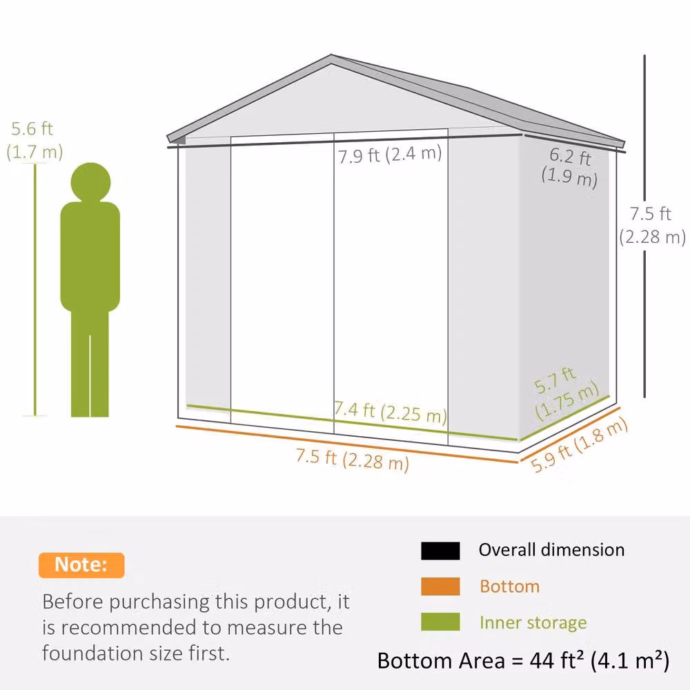 Rolipo Grey Plastic Garden Shed with Aluminium Frame – 5