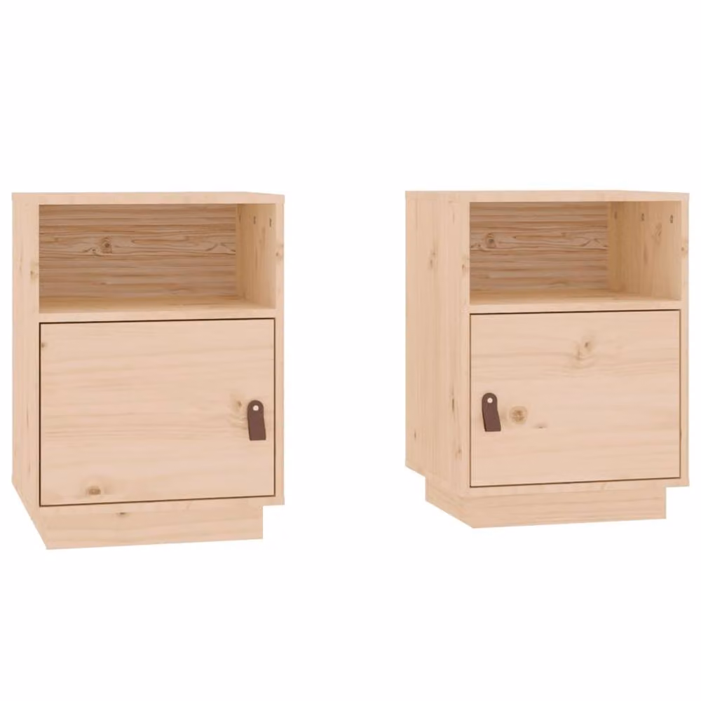 Berkfield Home Beautiful Bedside Cabinets, Set of 2, Natural Solid Pine Wood, W/D/H: 40 x 34 x 55 cm – 2