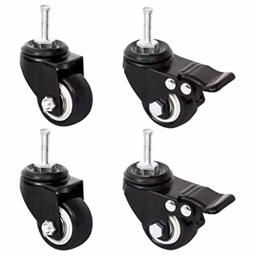 vidaXL 4-piece Black Iron Planter Wheels, W/D/H: 8 x 3.5 x 8 cm