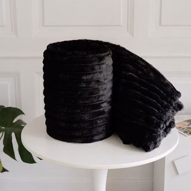 Kampala Hill Chunky Cord Throw Blanket in Black, W: 150 cm, L: 200 cm