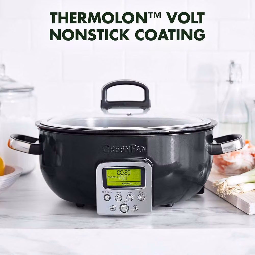 GreenPan Elite Omnicooker in Black with 5.6L Capacity and PFAS-Free Ceramic Non-Stick Coating – 3