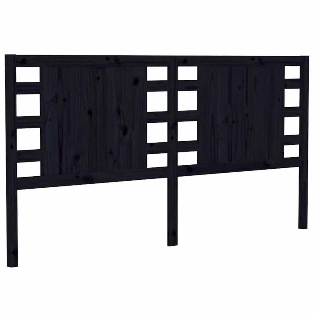 Berkfield Home Rustic Solid Wood Pine Headboard in Black, W: 126 cm, D: 4 cm, H: 100 cm – 2