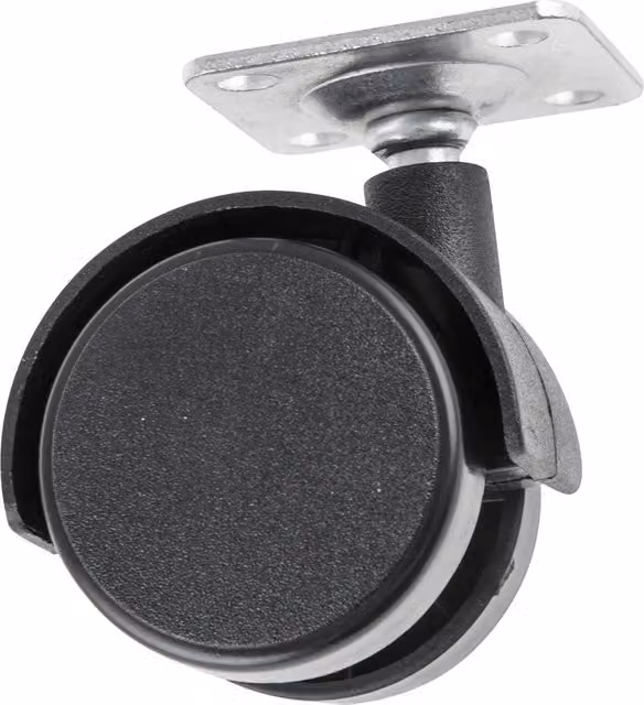 Hiatt Twin Wheel Castors with Plate Fix in Black and Galvanised Zinc
