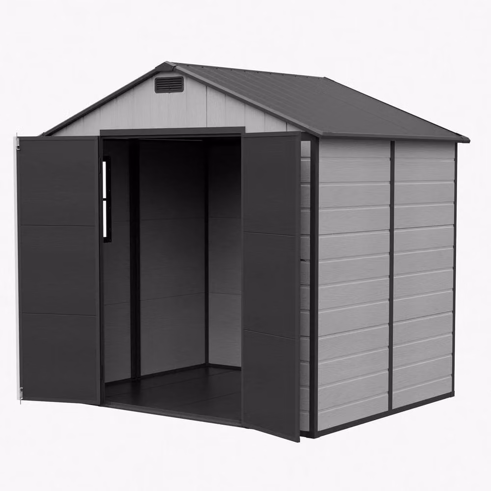 FORGEVIO Grey Plastic Garden Shed with Gable Roof – 3