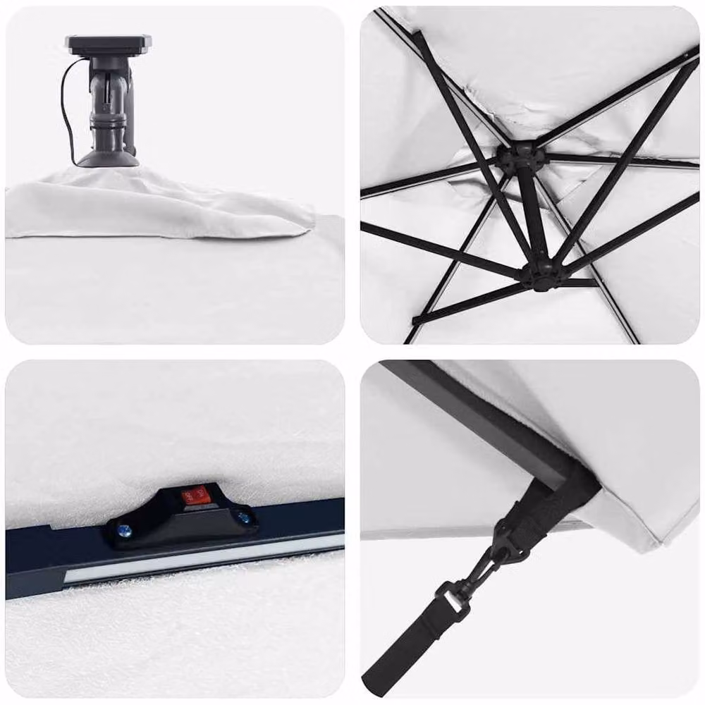 Berkfield Home Cantilever Banana Parasol in Light Sand, W/D/H: 294 x 200 x 254 cm – 4