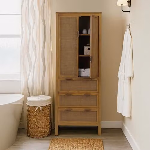Teamson Home Hatteras Wooden Linen Cabinet in Sand, H 165 x W 60.96 x D 40.64 cm – 2