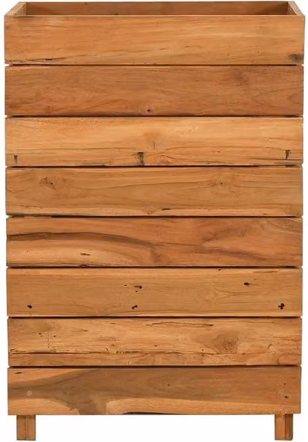 Berkfield Home Wooden Raised Bed in Brown, Teak and Steel, W/D/H: 50 x 40 x 72 cm