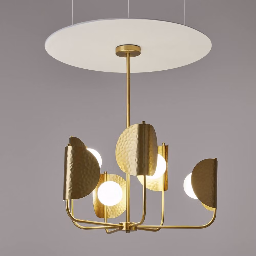 Netlighting Tropic Modern Multi Arm Pendant Ceiling Light in Gold and White with 6xG9 Brass Metal and Glass Shades – 2