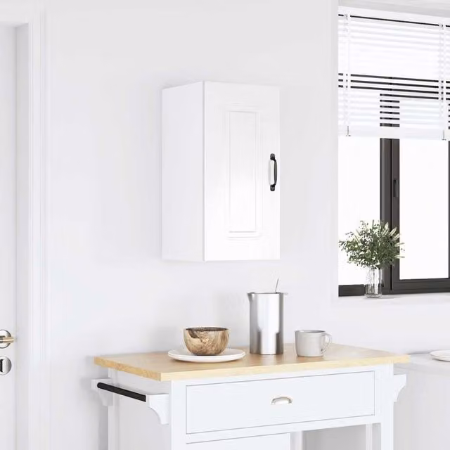 Berkfield Home Kalmar Modern High Gloss White Wall Cabinet in Engineered Wood