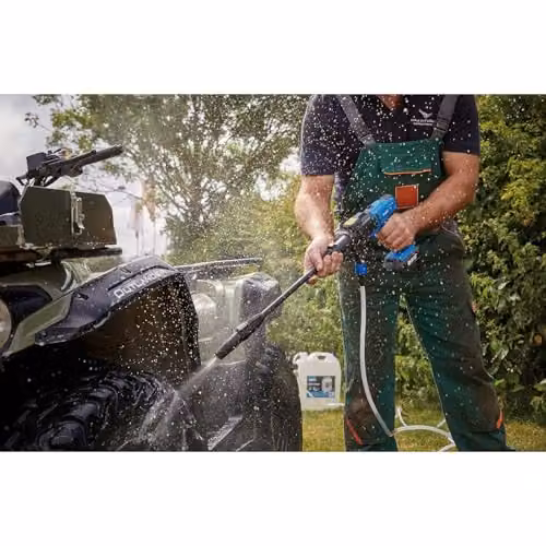 Draper D20 20V Pressure Washer and Wireless Speaker Set in Blue with 2.0Ah and 3.0Ah Batteries and Fast Charger
