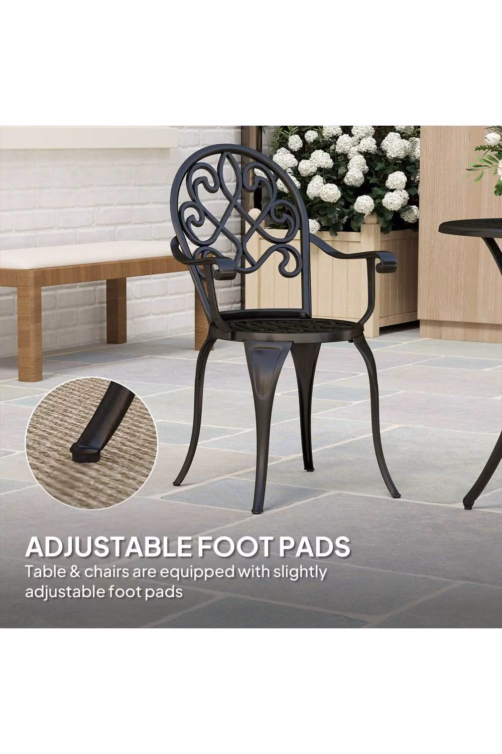ERGOVEXA Three-Piece Elegant Matt Black Powder Coated Aluminium Garden Set – 2