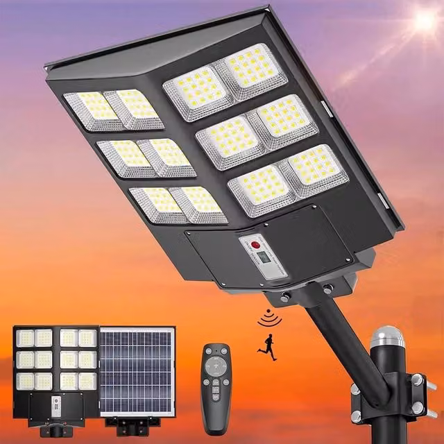 FLAVORA 2000W LED Solar Street Light with Motion Sensor in Black – 1