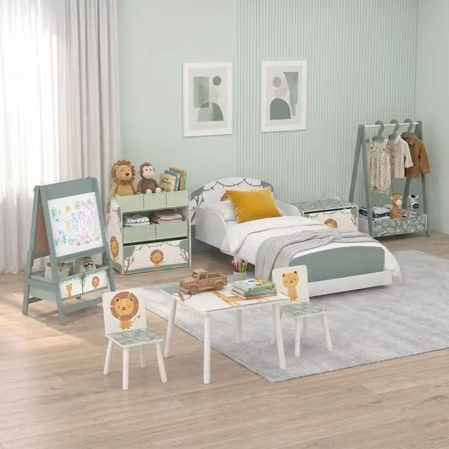 AIYAPLAY 8-Piece Kids Bedroom Furniture Set with Animal Print, Green
