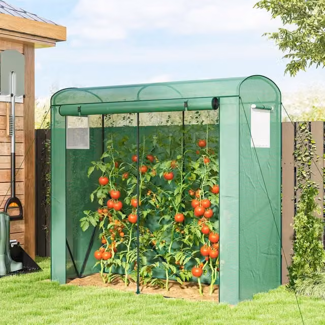 Outsunny Mini Greenhouse with Mesh Windows and Steel Frame, Green
