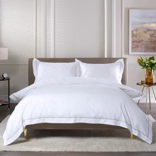 The Lyndon Company Hampstead 200 Thread Count 100% Cotton Duvet Cover and Pillowcase Set in Sand, W/D/H: 180 x 200 cm – 3