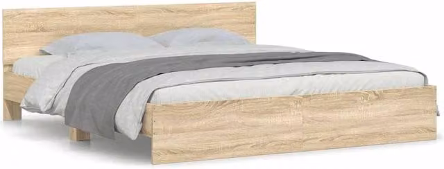 Berkfield Home Sonoma Oak Bed Frame in Light Oak, W: 160 cm, D: 200 cm