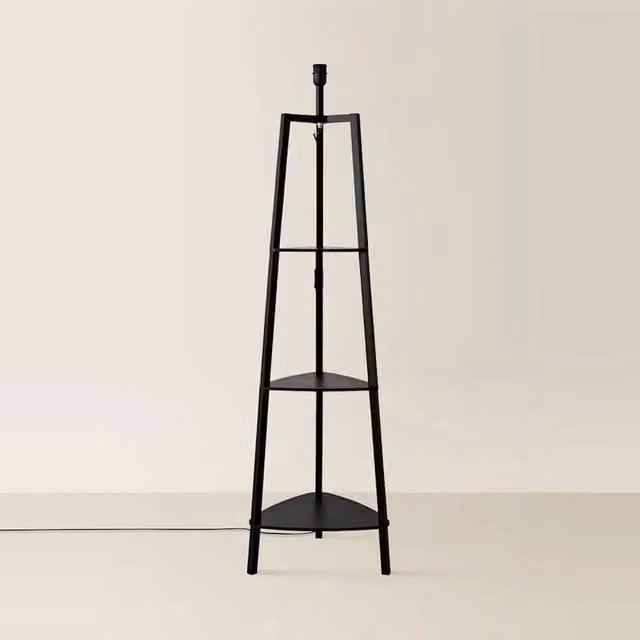 SPETLEK Modern Black Metal Floor Lamp with Integrated Shelf for Living Room Reading – 1