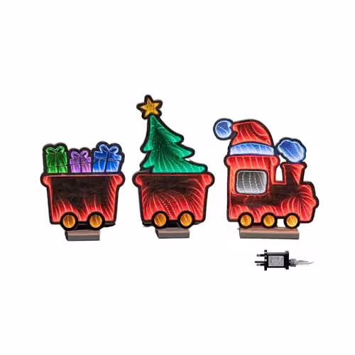 Samuel ALEXANDER 70cm Infinity Christmas Train with 2 Carriages on Wood Base and Multi-Coloured LEDs – 2
