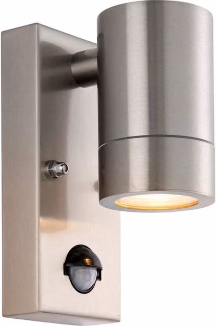 Netlighting Palin PIR Outdoor Down Wall Lamp in Brushed Grey Stainless Steel with Motion Sensor and IP65 Rating – 1