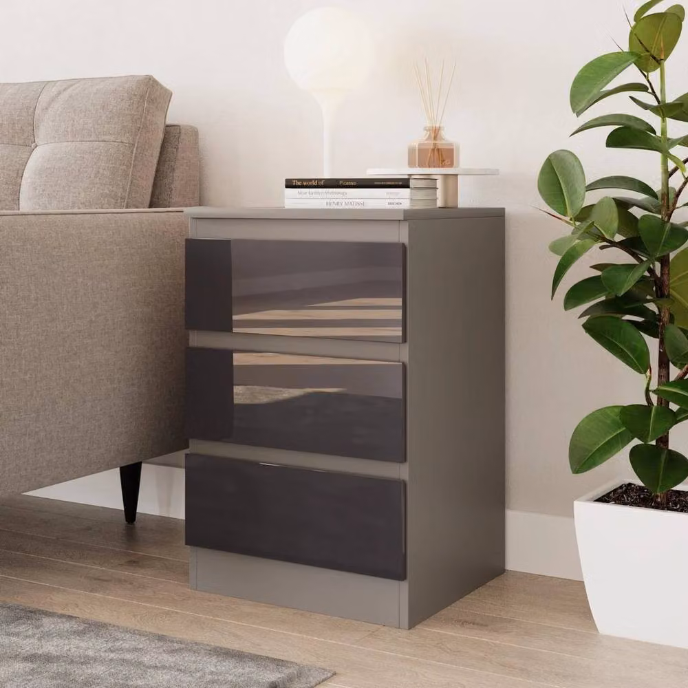 PAWNORA Modern Grey Bedroom Chest Cabinet – 3