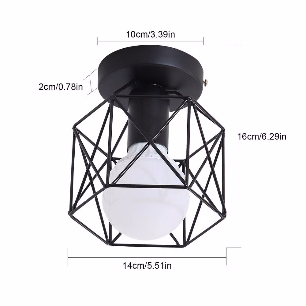 COMELY Set of 2 Industrial Metal Cage Ceiling Lights in Black – 5