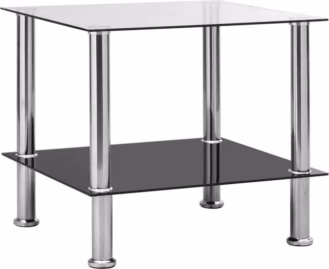 Berkfield Home Transparent Tempered Glass Side Table, W/D/H: 45 x 45 x 45 cm