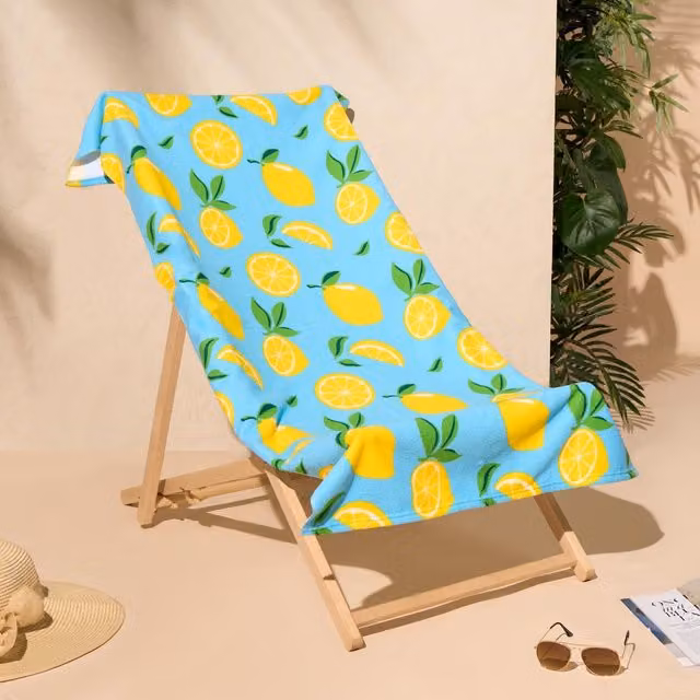 Dreamscene Microfibre Beach Towel Blue Lemon, W: 71 cm, L: 152 cm – 1