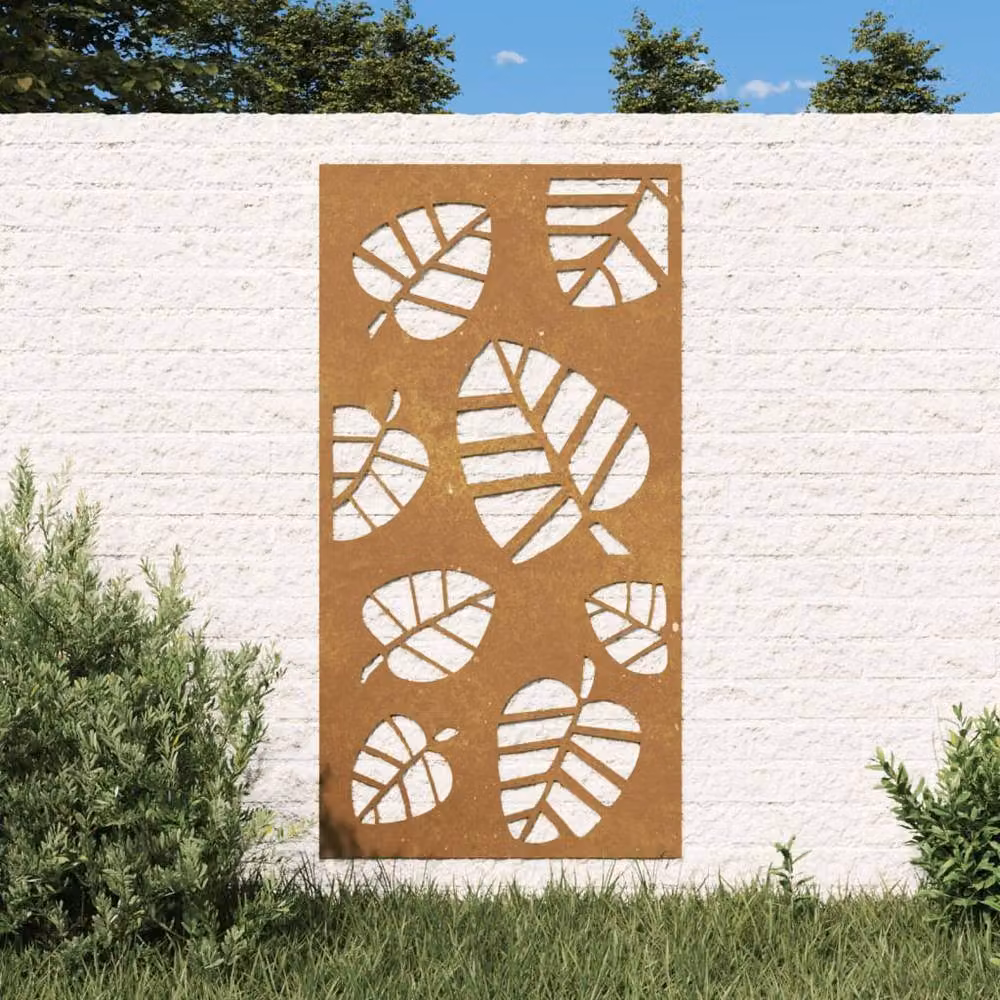 Berkfield Home Brown Corten Steel Floral Wall Decoration, W: 105 cm, H: 55 cm – 2