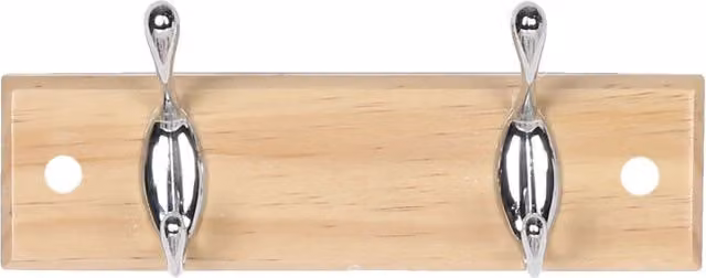 Decorails Pine Standard Hook Rail with 2 Polished Chrome Hooks