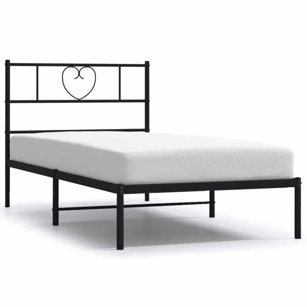 Berkfield Home Metal Bed Frame with Headboard in Black, W/D/H: 75 x 190 cm Small Single – 2