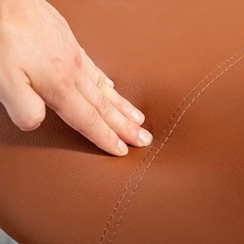 HOMCOM Brown PU Leather Saddle Stool with Adjustable Height and Castors – 6