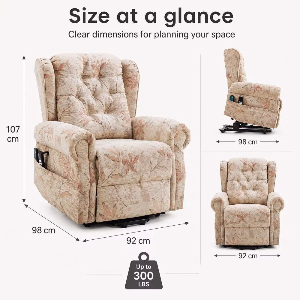 STILVORA Beige Fabric Dual Motor Lift Recliner Chair with Heat and Massage – 3