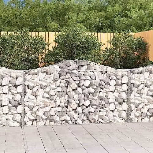 vidaXL Arched Gabion Baskets, 11 Pieces, Silver Galvanised Steel, W/D/H: 200 x 30 x 100/120 cm – 2