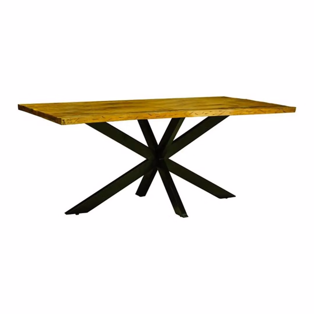 Jaipur Furniture Ltd Kerela Live Edge Dining Table in Brown Mango Wood and Black Iron, W140 x D80 x H76 cm – 2