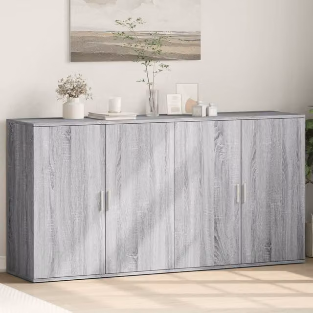 Berkfield Home Set of 2 Grey Sonoma Sideboards in Engineered Wood, W/D/H: 79 x 38 x 80 cm – 1