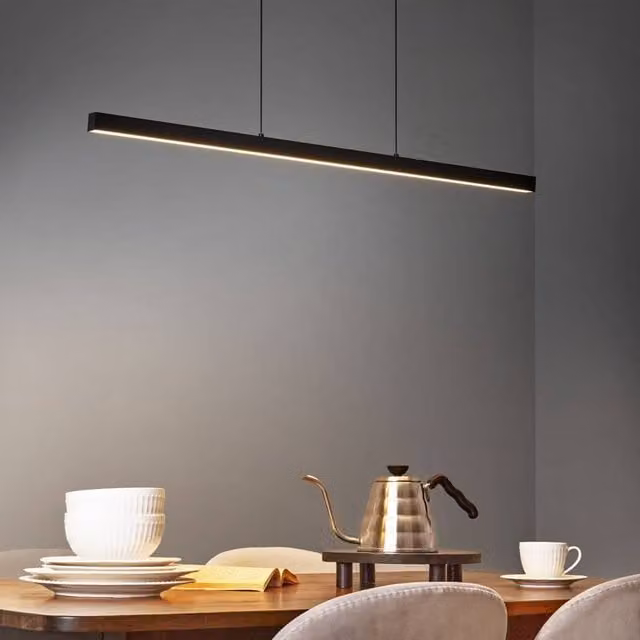 Wyld and Coco Black Aluminium Pendant Lamp with Remote-Control Dimmable LED Light