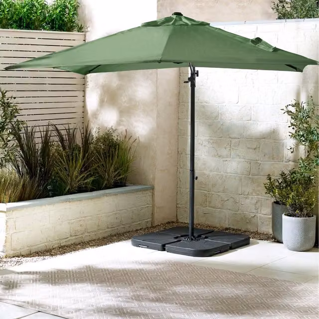 FurnitureboxUK Green Cantilever Square Parasol with Aluminium Frame and UPF 50 Polyester Canopy