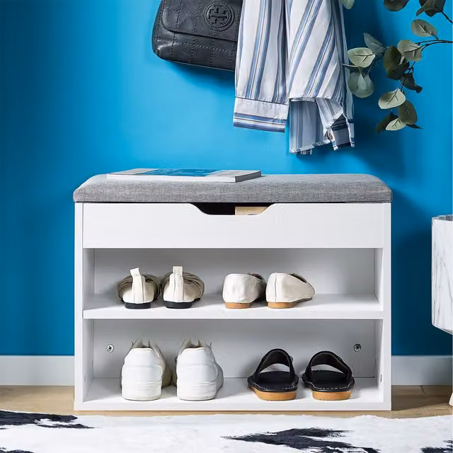 SoBuy Modern 2 Tier Shoe Rack in Grey and White