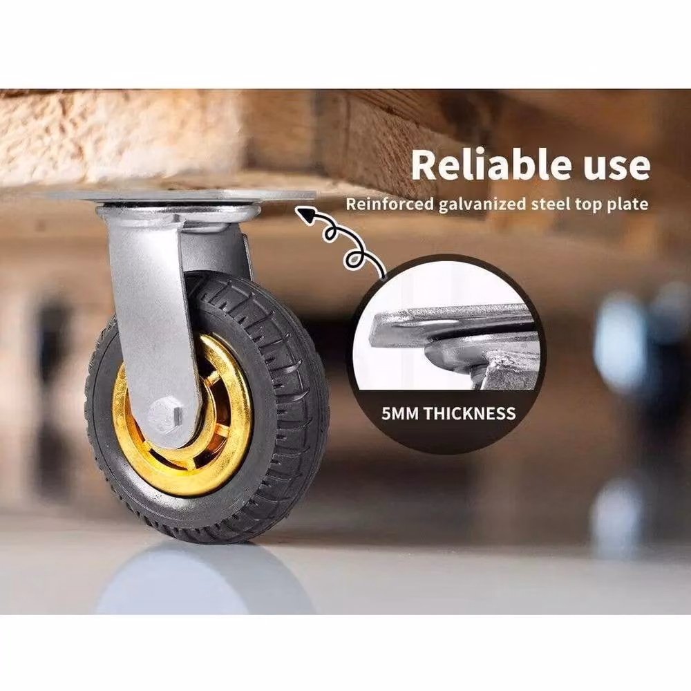 NESTLUNE Heavy Duty Solid Rubber Industrial Caster Wheels, Black – 4
