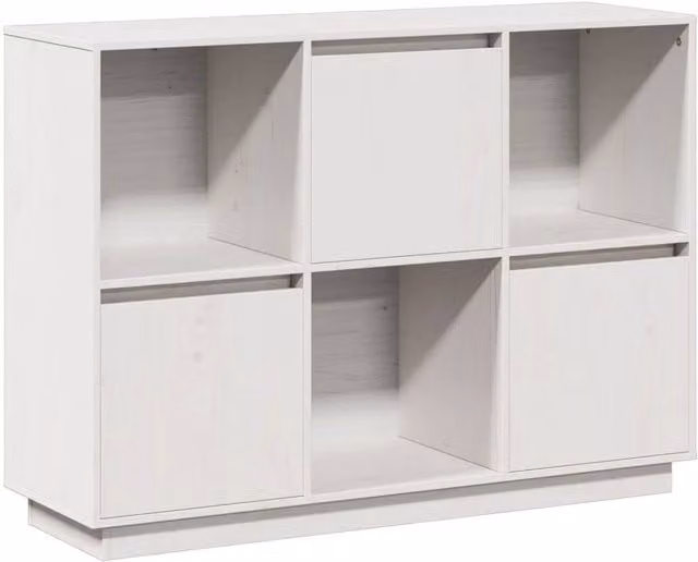 Berkfield Home White Solid Wood Pine Sideboard W/D/H: 110.5 x 35 x 80 cm