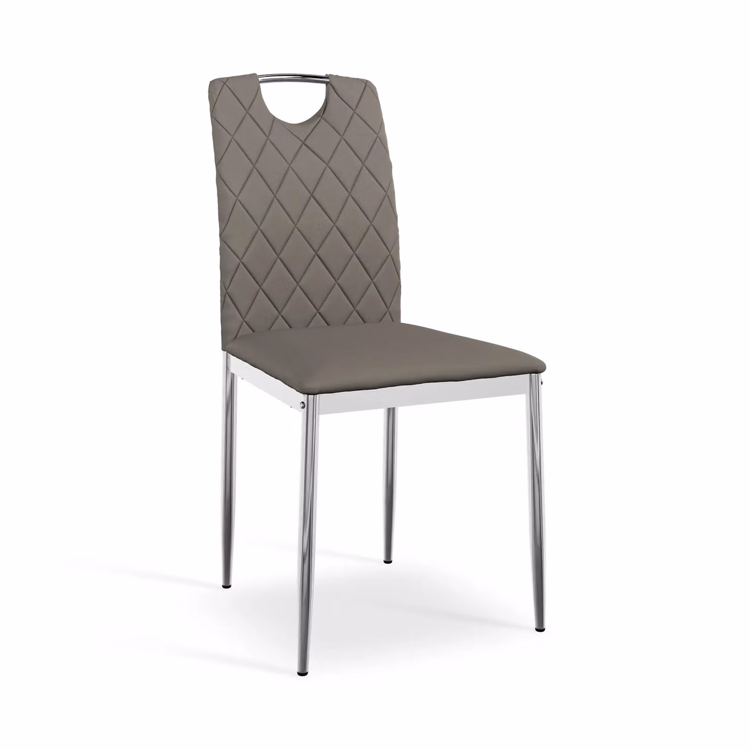 More4Homes Monza Set of 4 Faux Leather Dining Chairs in Grey with Chrome Legs – 2