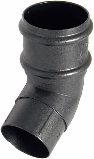 FloPlast Cast Iron Effect Round Downpipe Offset Bend, 112.5 Degree, 68mm, Black